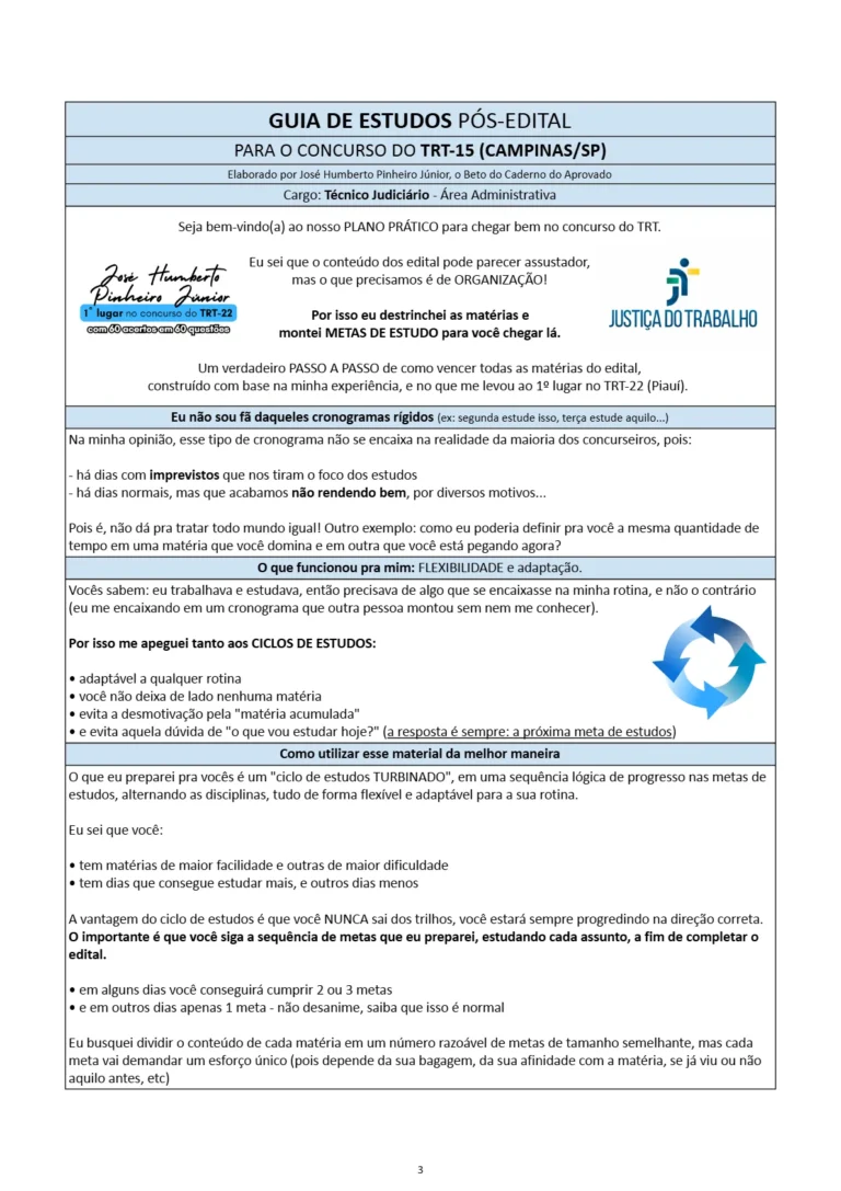 Guia de Estudos para TRT - AMOSTRA @cadernoaprovado_2