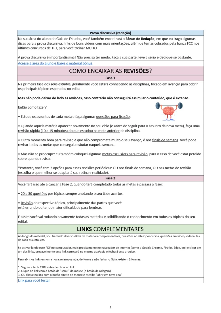 Guia de Estudos para TRT - AMOSTRA @cadernoaprovado_4